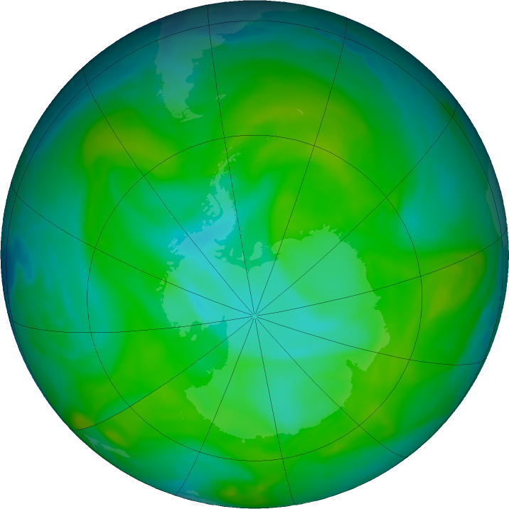 Antarctic ozone map for 19 December 2017